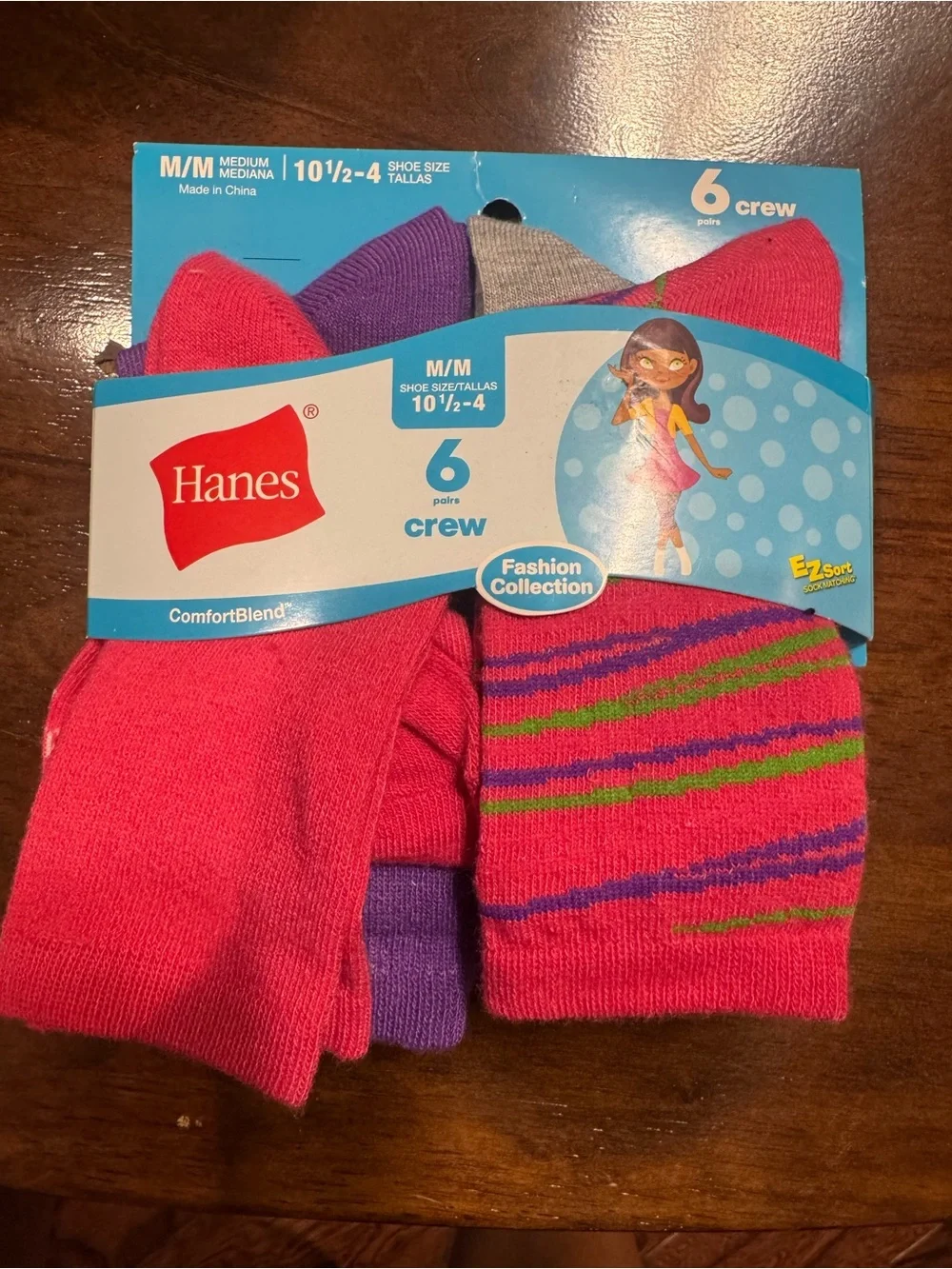 *Hanes Kids Crew Socks - Pink, Purple, Gray Multicolor Pack